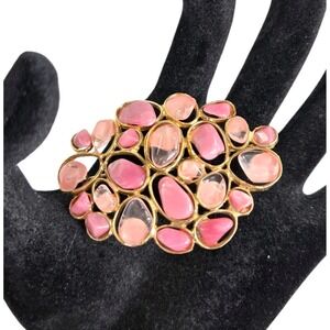 Swoboda Brooch Pink Quartz Stones Abstract Modern‎ Vintage Geometric Pin
